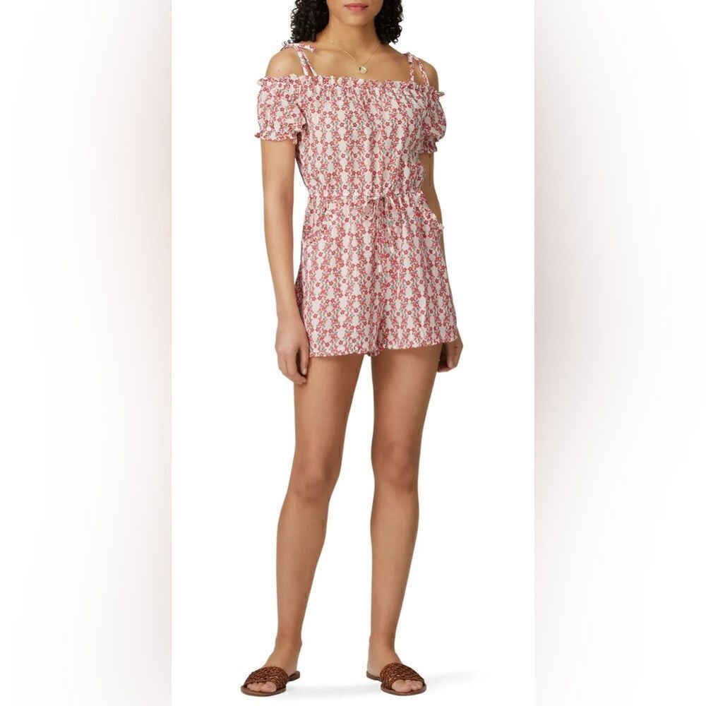 Paloma Blue Hope Floral Silk Romper Size Small